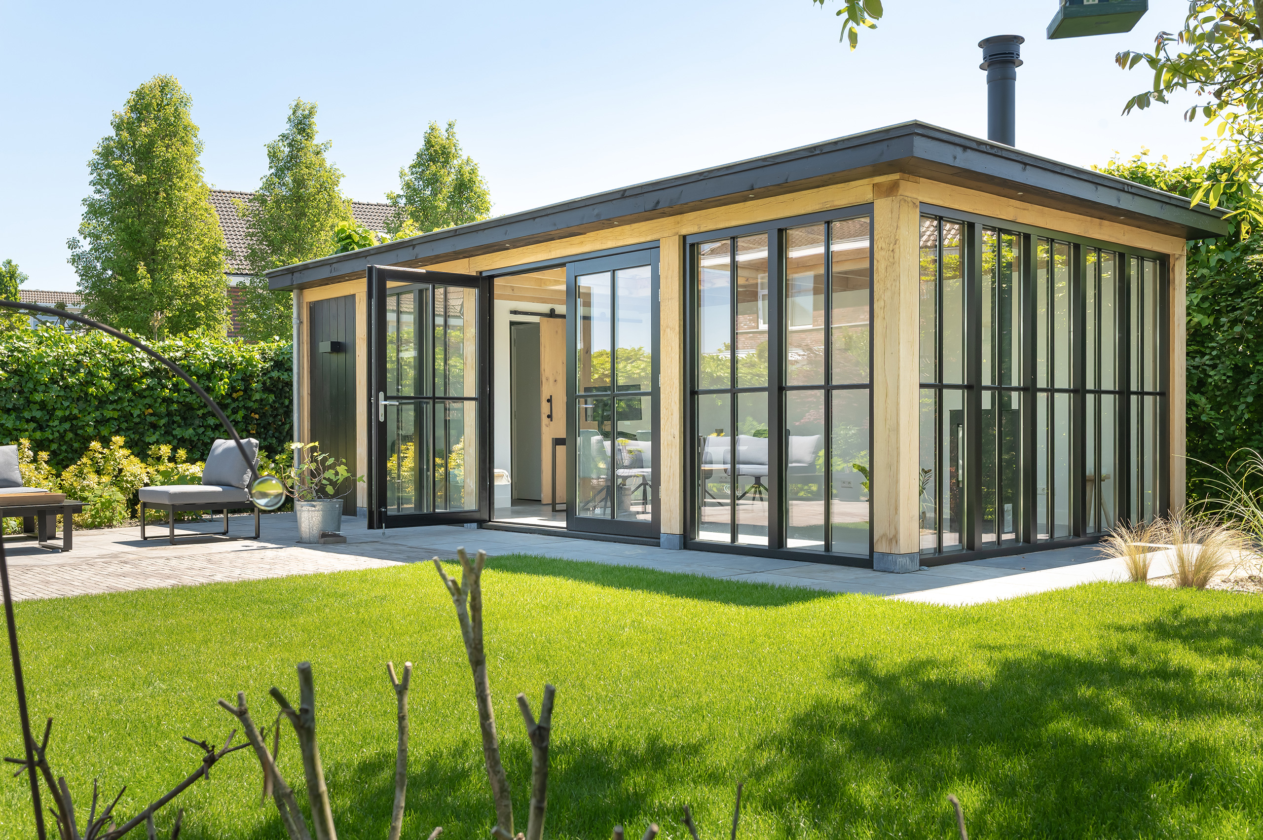 Maatwerk tuinkantoor met berging